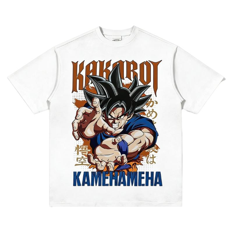 

Cotton Signature Move Dragon Ball Kakarot TShirt Kamehameha Printed Retro Anime Oversized Soft Comfy Fashion Casual Tops S