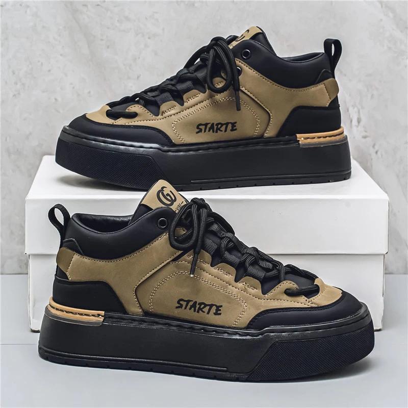 Sneaker Casual Herren Designer Weiße Board Schuhe Mode Mikrofaser Leder Stoff Obermaterial Höhe Erhöht Flache Plattform Sportschuhe