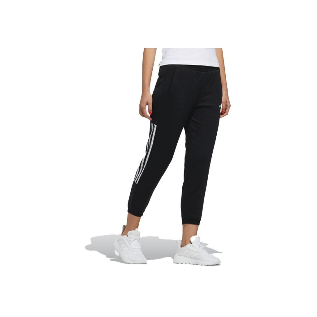 adidas Neo Three-Stripe Print Joggers Women Bottoms Black DW7961