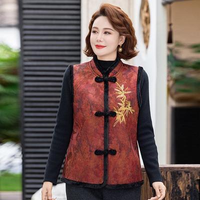Sleeveless Vest Embroidered Disc Buckle Vest Vest Winter Versatile Large Size Top Women