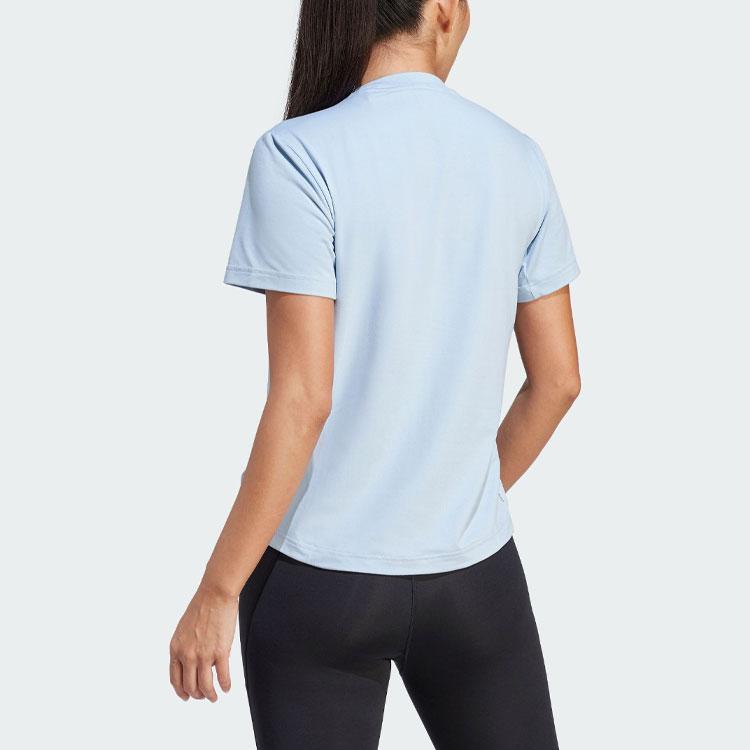 Adidas Versatile Tee Quick-Dry Fitness Short Sleeve T-Shirt Women Tops Light-Blue IL1366