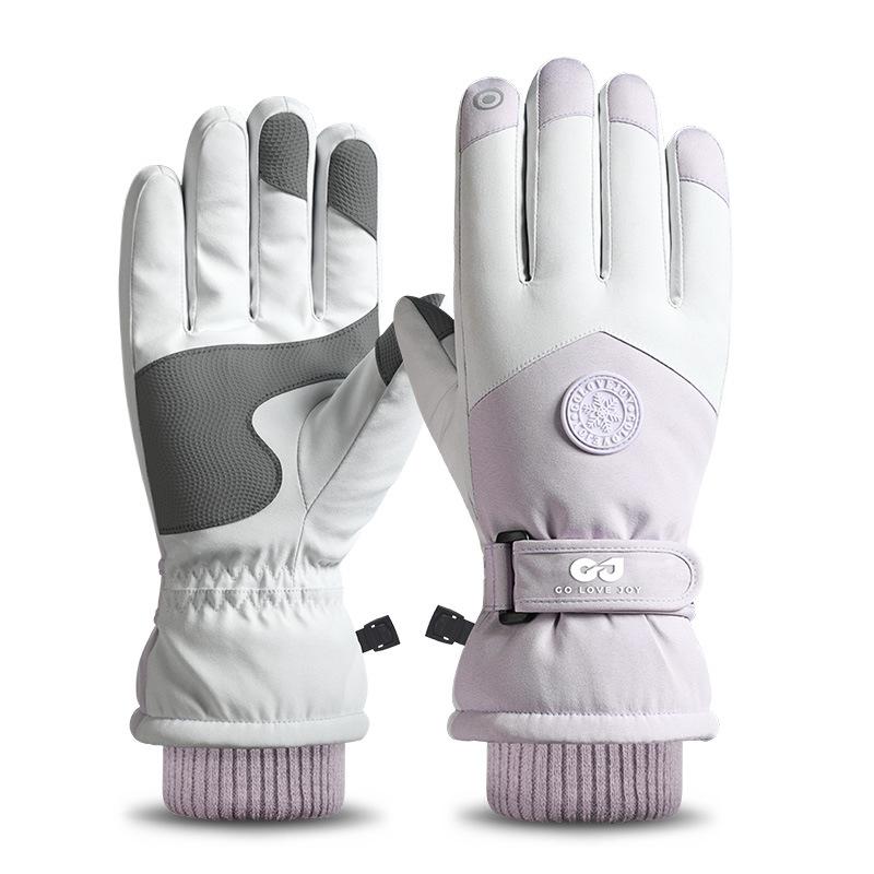 Ski Gloves Waterproof Touch Screen Plus Velvet Thickened Outdoor Riding Electric Vehicle Windproof and Cold Warm Gloves