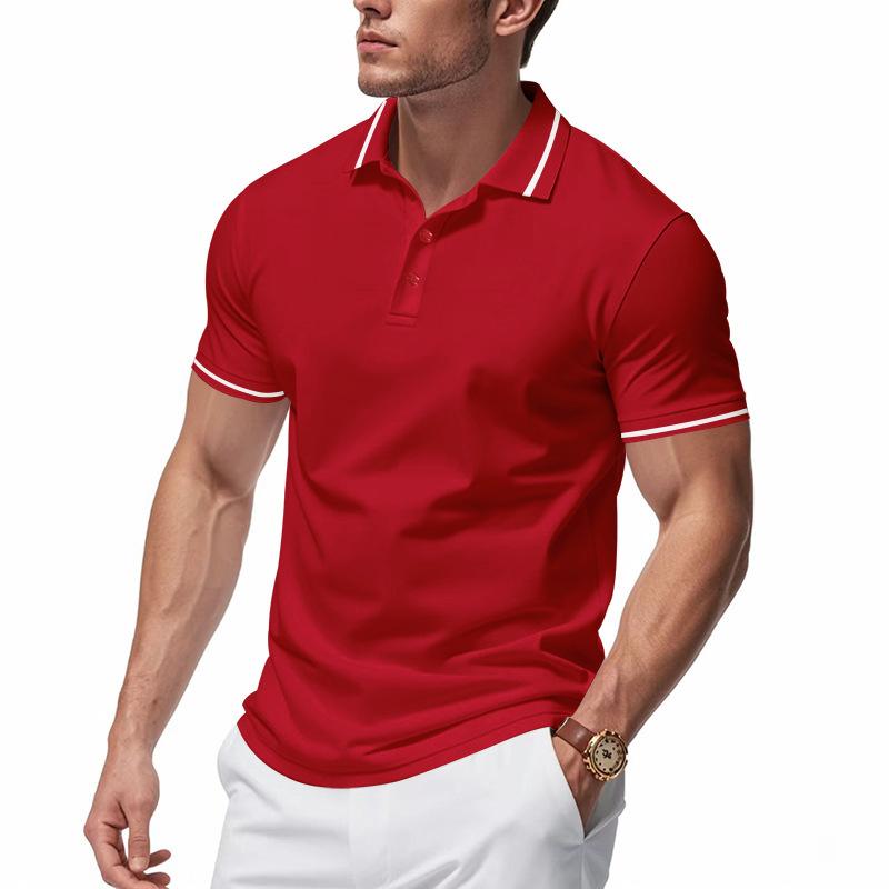Men's Summer Quick-drying Lapel Short-sleeved Polo Shirt Fashionable Casual Button Splicing Versatile Pullover