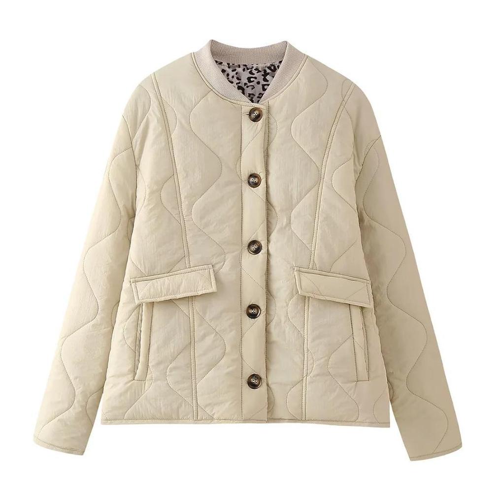 2025 Women's Patchwork Leopard Print Cotton-Padded Jacket: European/American Retro Fashion, Loose Comfortable Casual Outerwear
