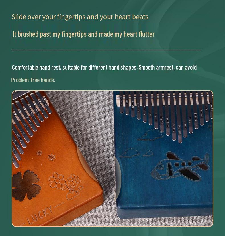 Mahogany Thumb Piano: 21-Key and 17-Key Kalimba Student Finger Piano Portable Musical Instrument