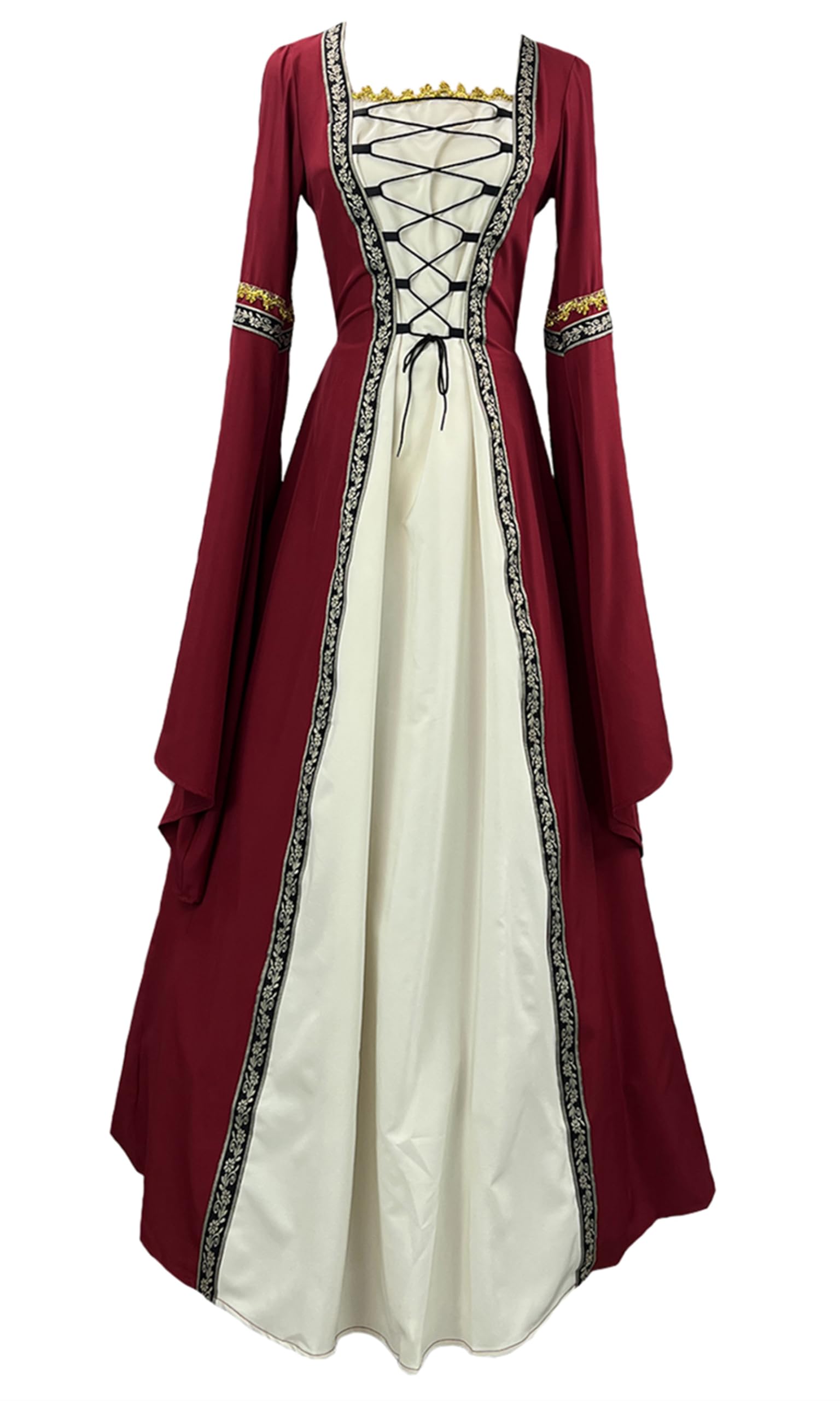 

Sivrusn Medieval European Princess or Noblewoman Retro European Long Flared Long Halloween Stage School Cultural Court Size 2XL Women s Dress, Style,