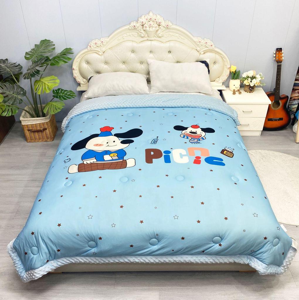 Cozy Winter French Knitted Cotton Blanket - Machine Washable, Warm, Skin-Friendly, Thickened Fleece Quilt