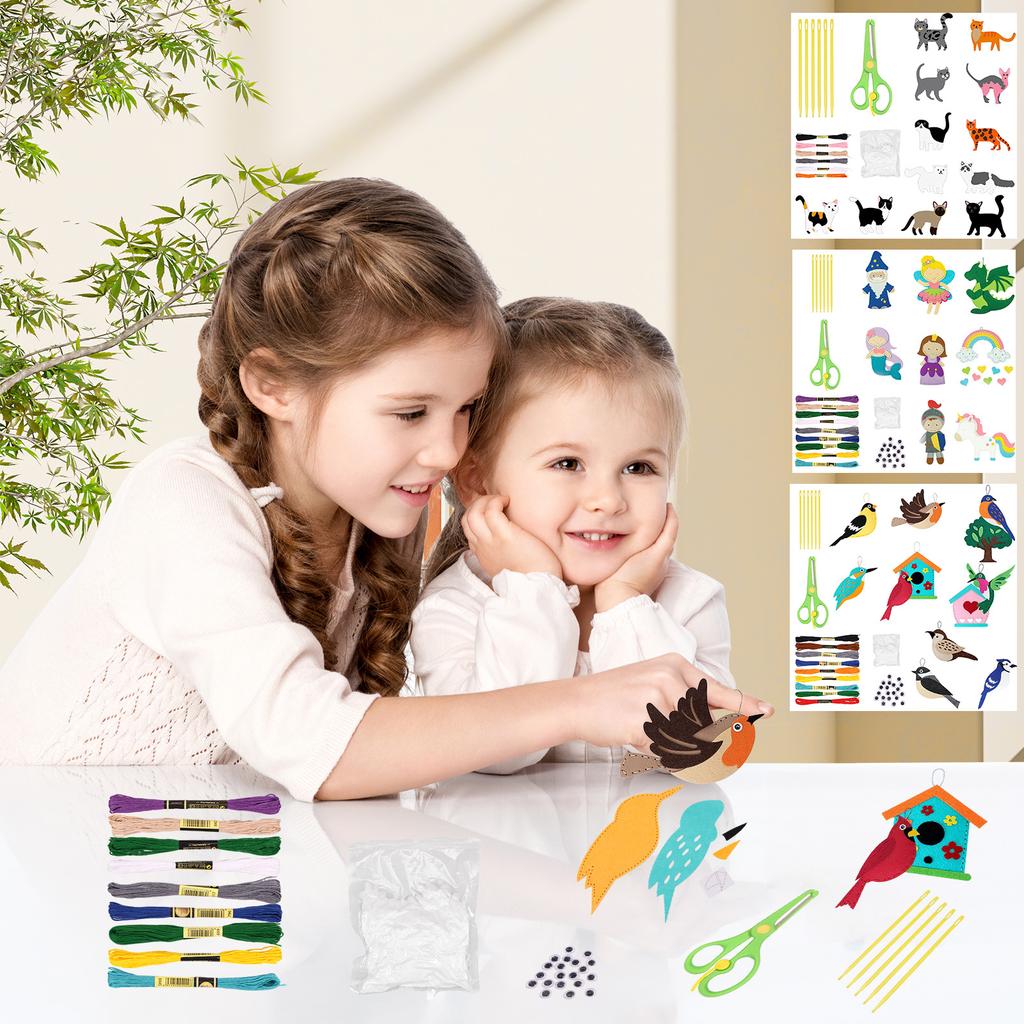 8Pcs Felt Sewing Craft Kit DIY Handmade & Sewing Set Fun Animal Sewing Kit with Instructions for Children from 3 to 12 years old