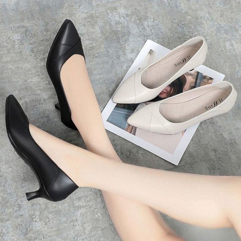 Pantofi de damă cu straturi subțiri, stil de primăvară și toamnă, toc mediu, plasă deodorantă, toc înalt, rezistenți la uzură