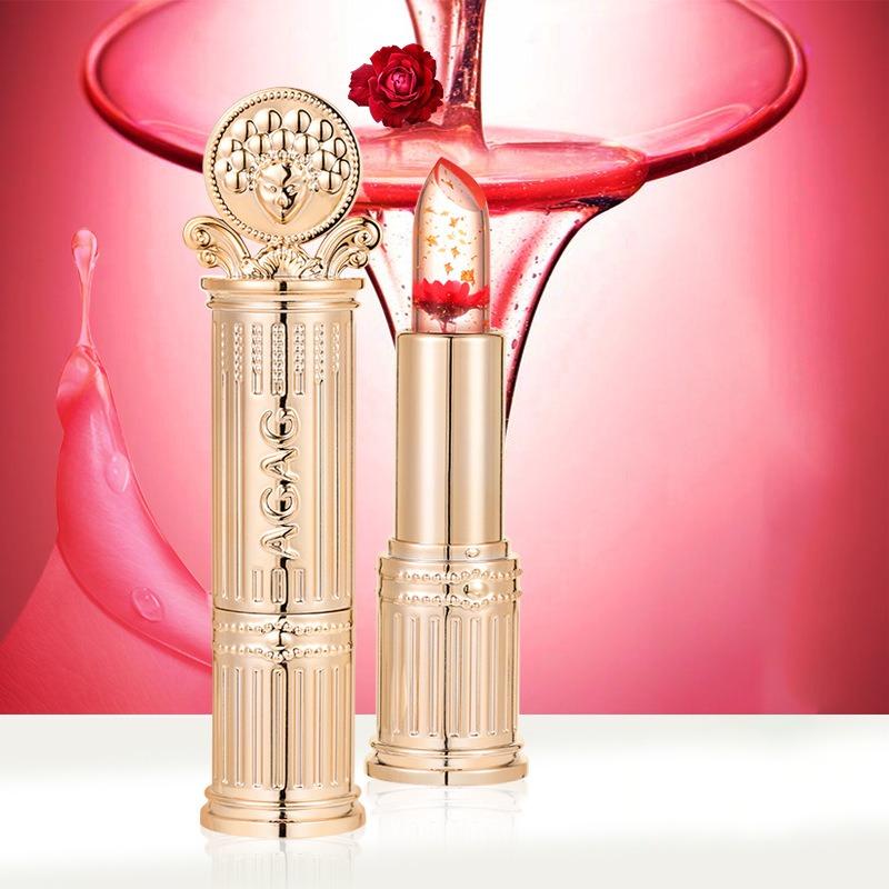 Rossetto Cristallo Fiore Colore Trasparente Cambia Colore con la Temperatura Idratante a Lunga Durata Idratante Rossetto che Cambia Colore