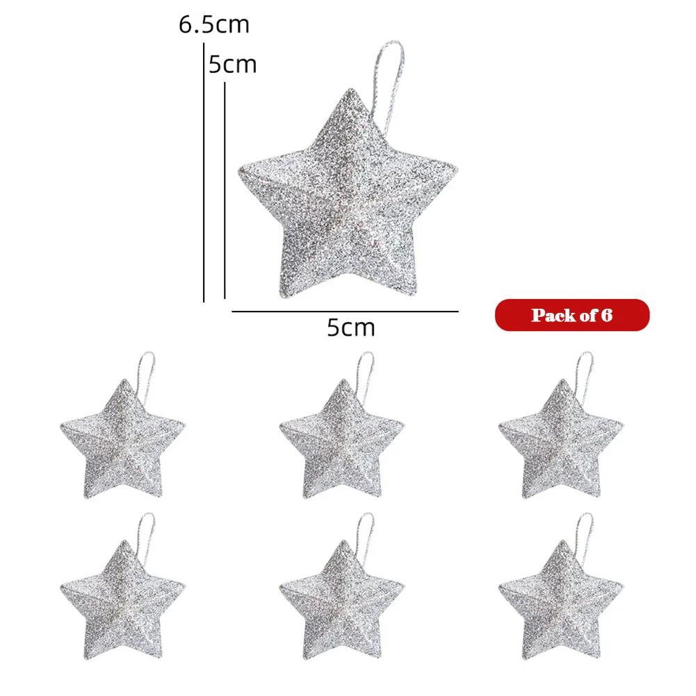 

Star Ornament Star Pendants Gold Silver 6Pcs Colorful Approx.5x5cm/1.97x1.97in Birthday Party Family Dinner Useful серебряный