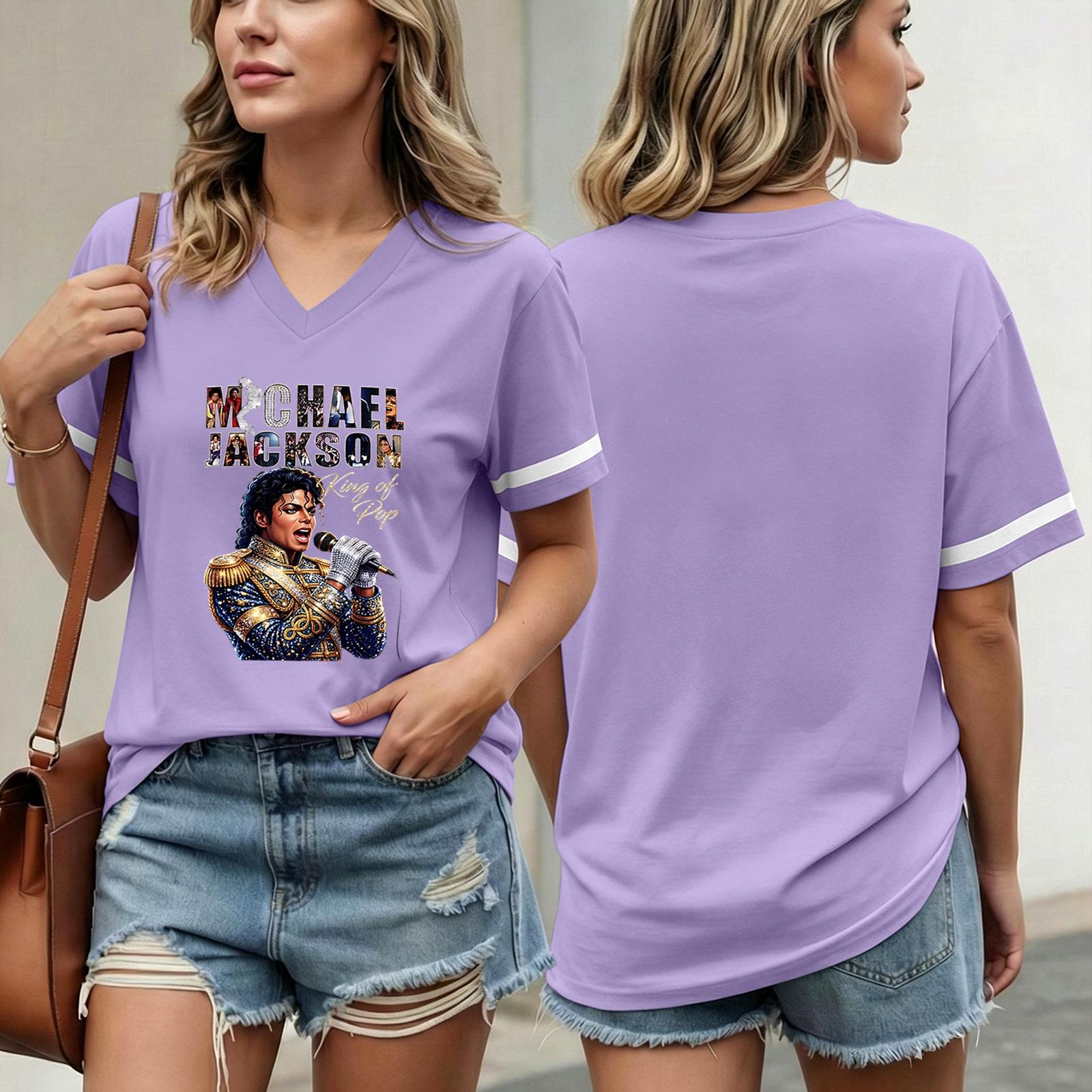 

Women Casual Short Sleeve V Neck T Shirt Fashion Printed Top Lightweight Comfortable Fit Summer Wear XXXL фиолетовый