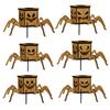 Halloween Lighted Pumpkin Lantern LED Wooden Spider Pumpkin Lamp with Spooky Face for Halloween Party Home Yard Decor