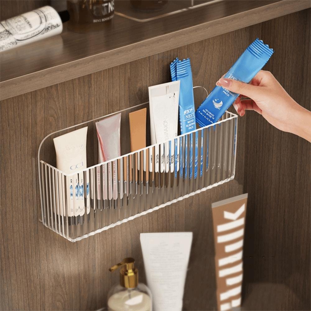 8 Hooks Jewelry Display Rack Wall Hanger Transparent Jewelry Hanging Hooks Adhesive Paste Plastic Organizer Box