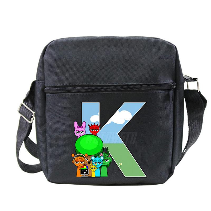Fashion Children'S Shoulder Bag 26 Letters Personalized Printing Rhythm Box Black Messenger Bag Stationery Bag