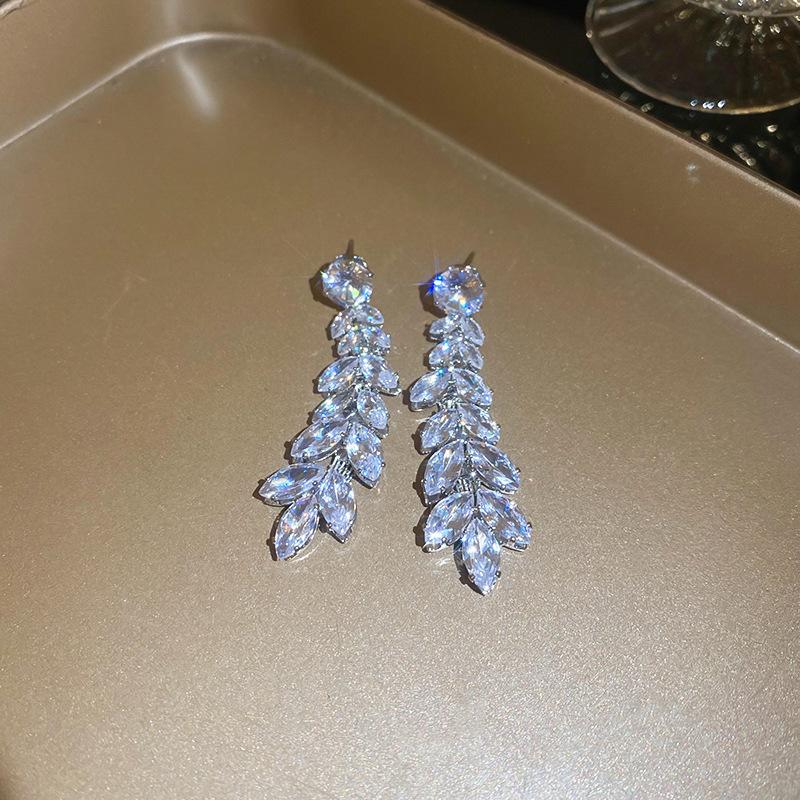 New wheat ear fringed earrings necklace set light luxury collarbone chain