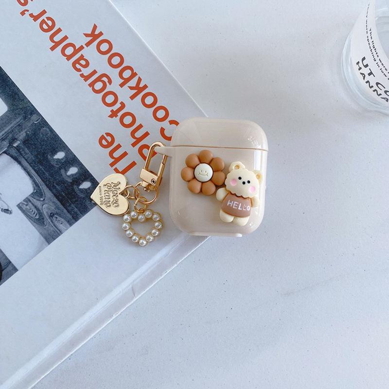 Suitable For Airpodspro Earphone Cover Airpods Third Generation Three-Dimensional Flower Bear Niche Creative Silicone Cover