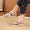 2025 Summer New Thick-soled Open-toed Sandals Female Mother One-word Buckle Comfortable Casual Flat-soled Hollowed-out Sandals