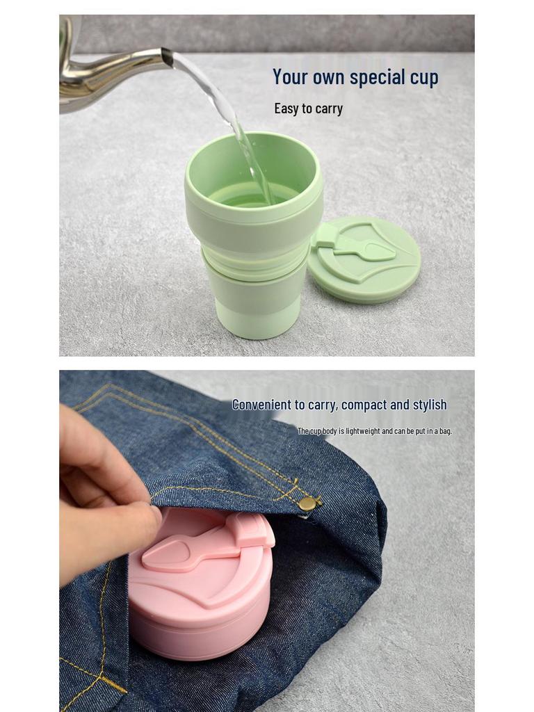 Collapsible Silicone Travel Mug for Camping and Sports