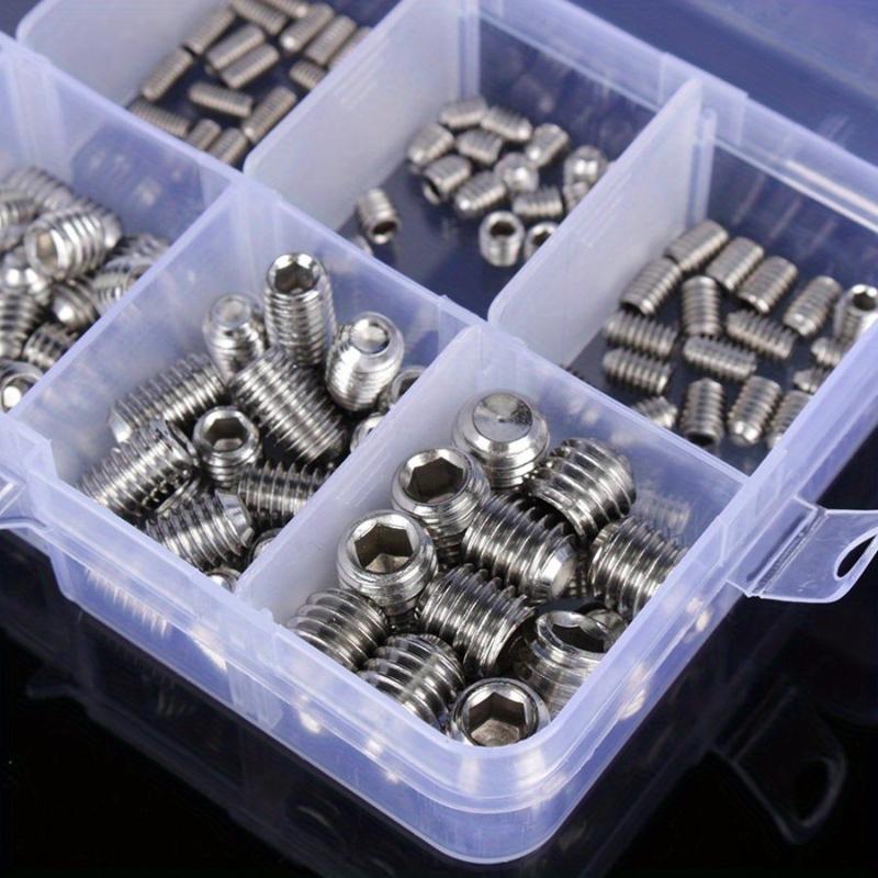 200Pcs/set Stainless Steel Wood Screws Allen Head Socket Hex Set Grub Screw Assortment Cup Point Screw Assortment Kit