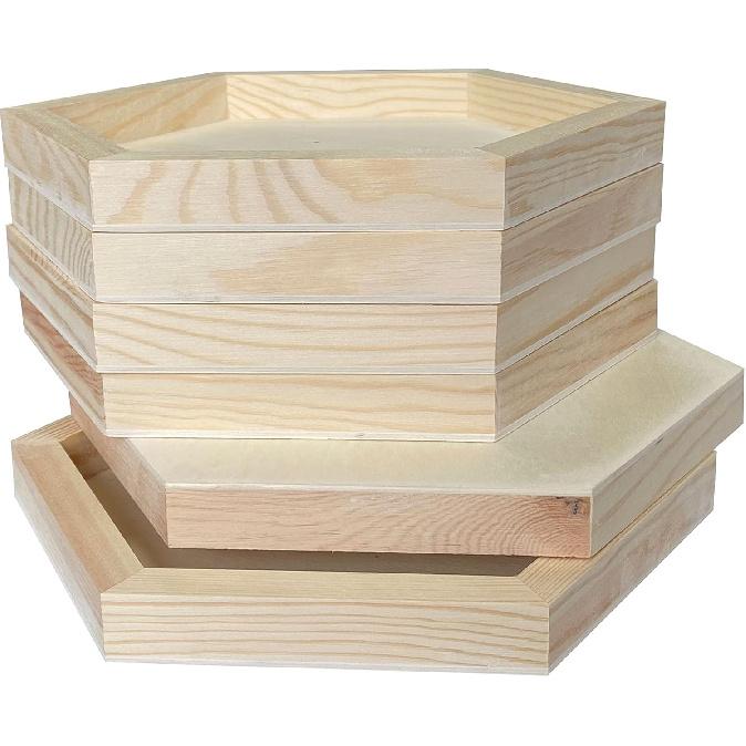 Hexagon Wood Canvas for Crafts, Framed Wooden Panel Boards for Painting (8x9 in,6 Pack)
