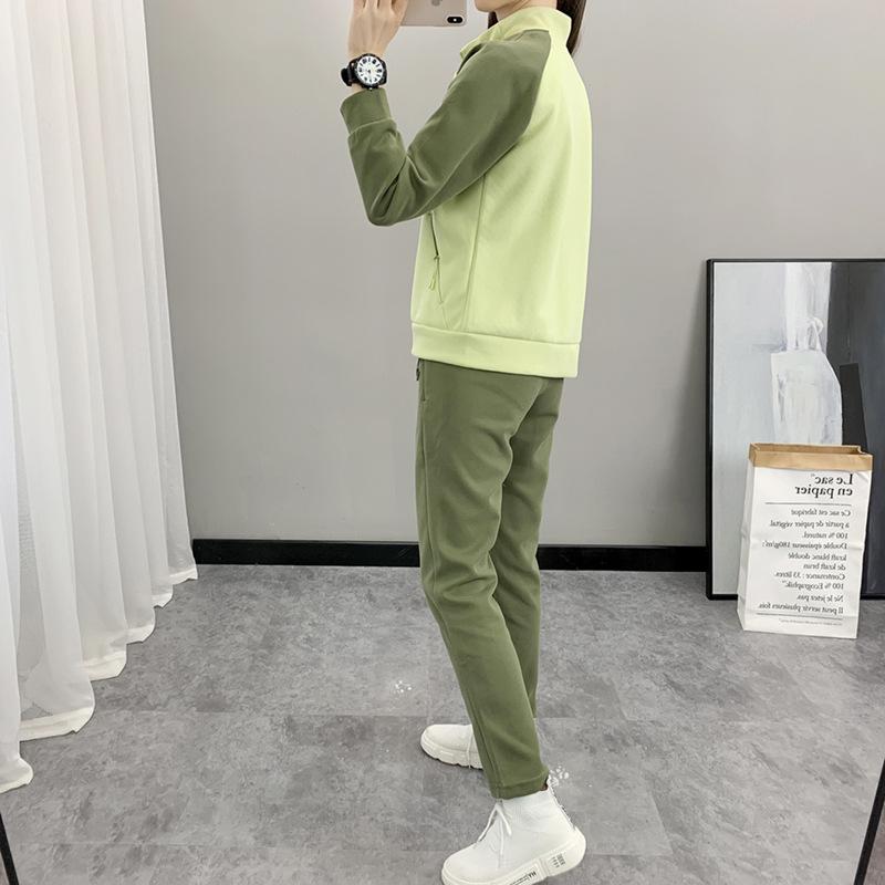 Conjunto de Roupa Esportiva Casual Emagrecedora Feminina de Primavera e Outono, Conjunto de Duas Peças de Moletom Cardigã Slim Fit com Gola Alta