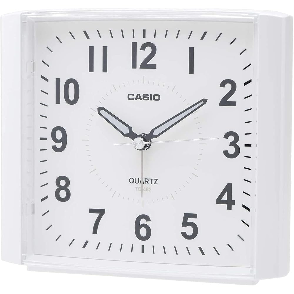 CASIO Alarm Clock, Table Clock, White, Analog, Snooze, Light, Simple Design, TQ-482-7JF