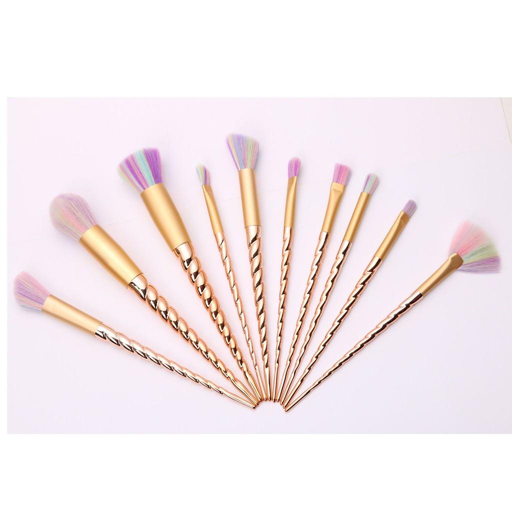 Female Unicorn 10pcs Makeup Brushes Set Thread Contour Eyeshadow Powder Brush