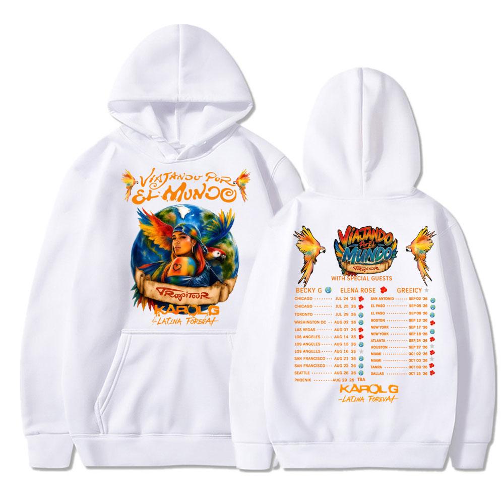Karol G Tropicoqueta Tour Album Hoodies Men Women Fashion Popular Music Tracksuit Casual Fleece Sweatshirt Streetwear