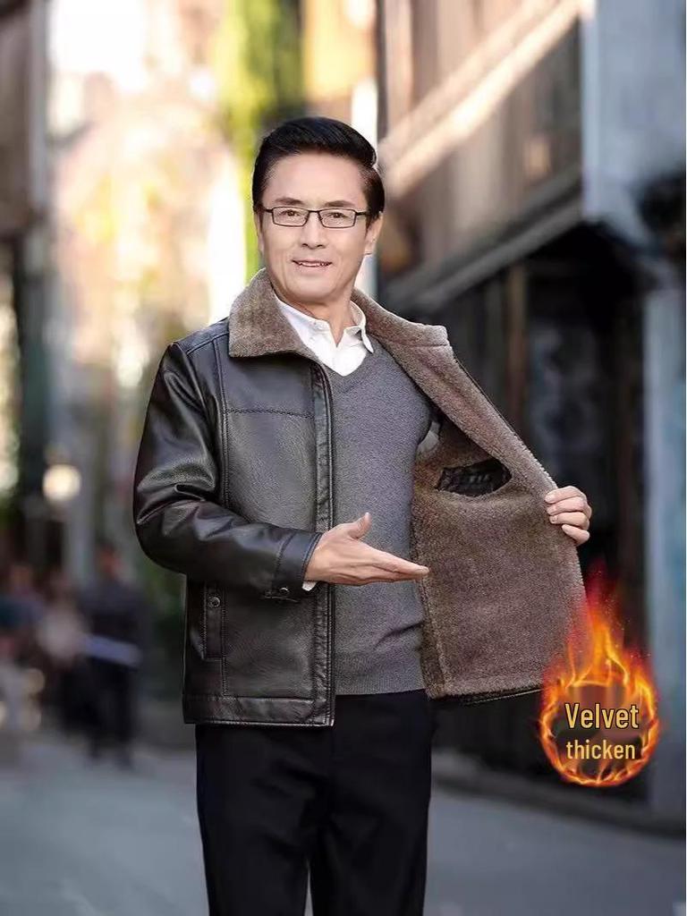 Men's Leather Jacket for Winter and Autumn - Thick Velvet Lining, Casual & Warm 