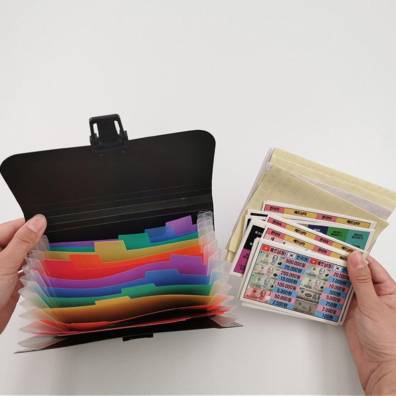 Waterproof 13-Grid A4 Accordion Document Storage Bag - Large Capacity, Black & Color Options