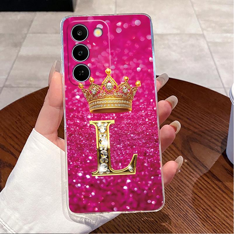 Case For Realme C83 5G/P4 Lite 5G Transparent TPU Silicone Shockproof Soft Casing Beautiful Crown Letters Pattern Couple Shell