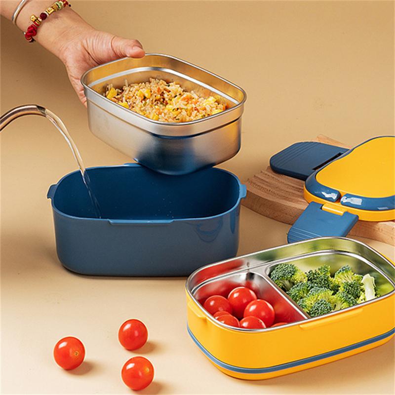 Double-Layer Lunch Box Portable Compartment Fruit Food Container Stainless Steel Microwave Bento Box Portable Picnic Fresh Boxes