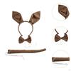Hasenohren Stirnband Schwanz Fliege Set, Dekoration, für Erwachsene