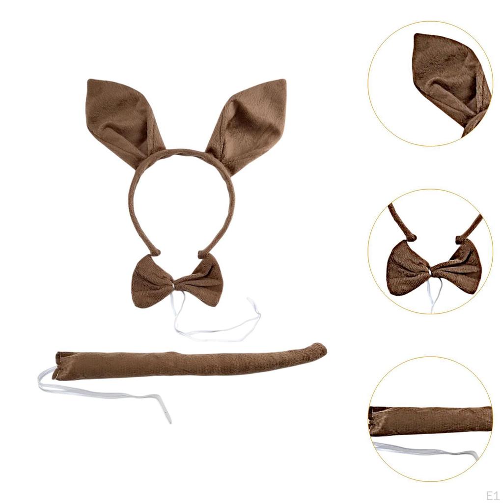 Hasenohren Stirnband Schwanz Fliege Set, Dekoration, für Erwachsene
