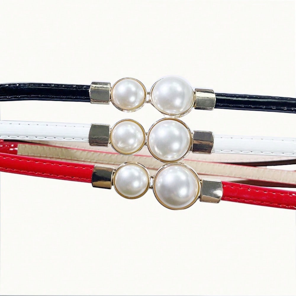 Premium Belt Women's Fine Decorative Skirt Versatile Pearl Buckle Women's Suit Small Belt