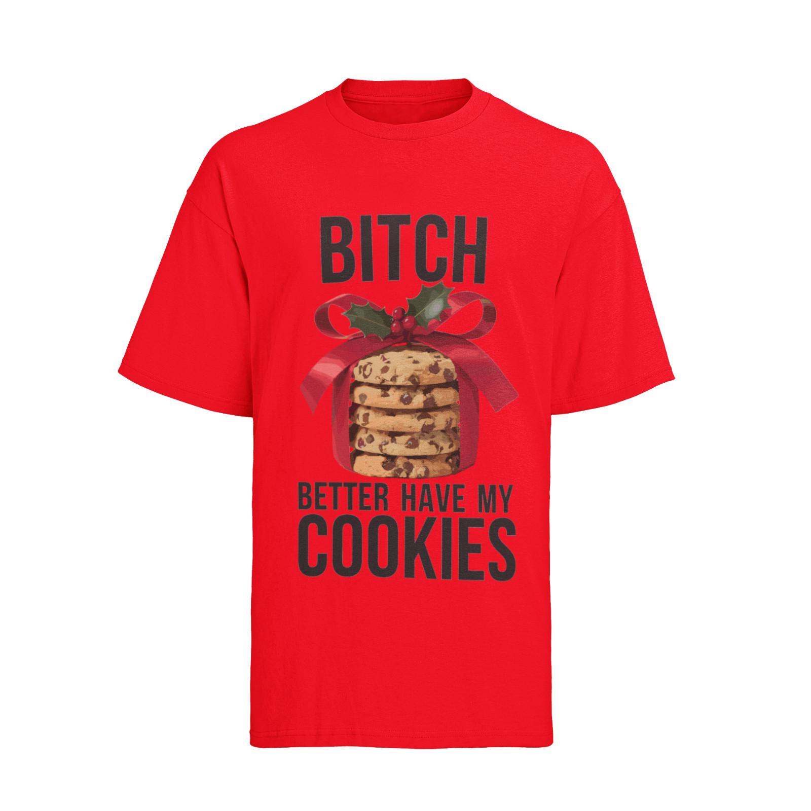 Lustig XMAS Weihnachten FCK bitch COOKIES T-Shirt Mens Womens Tees Top Herren S