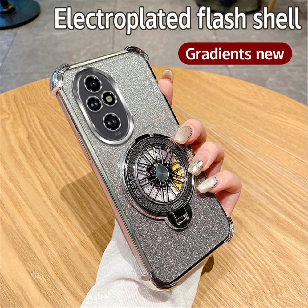 

Роскошный чехол-подставка-спиннер для Honor 200 Pro / Honor 200 / 100 / 90 / 80 / 70 / 60 Pro с гальваническим покрытием, блестящий, противоударный, силиконовый For Honor 200