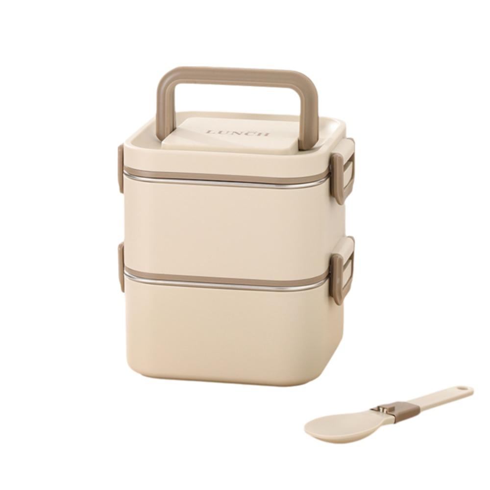 Leakproof Square Lunch Box with Spoon Food Storage Box Portable Lunch Container  Office