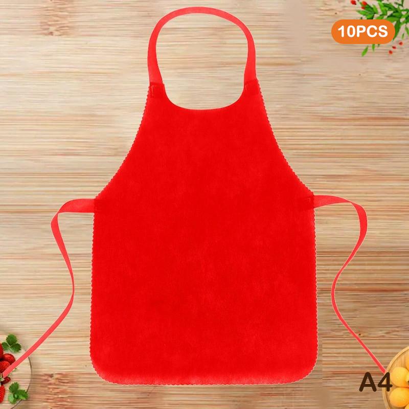 10pcs Disposable Non Woven Aprons Kitchen Aprons Solid Color Anti-fouling Breathable For Cooking, BBQ, Waiters, Hairdressing