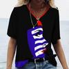 Ladies' V-neck T-shirt 3D Digital Printing Art Abstract Face Fashion Casual Trend Printed Short Sleeved Shirt