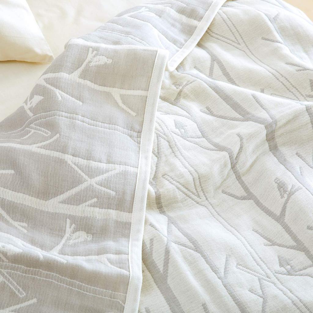 Romance Kosugi Gauze Blanket Single Size Mikawa Cotton Washable Made in Japan 47712 Single 6-ply Grove/Charcoal [50]