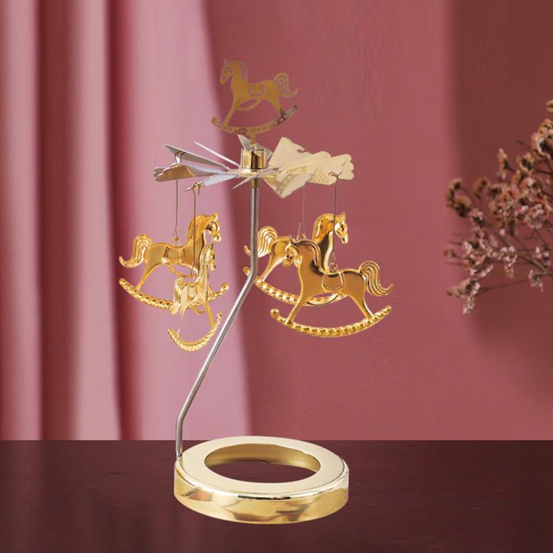 Rotary Carousel Tea Light Candle Holder Revolving Lantern Romantic Candlelight Dinner Ornaments For Girls As Gifts Banquet Decor