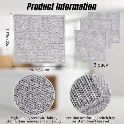 100PCS Magic Cleaning Cloth Thickened Double -sided Metal Steel Wire Rags Kitchen Dish Pot Washdishing Cloths Towel Clean Tools