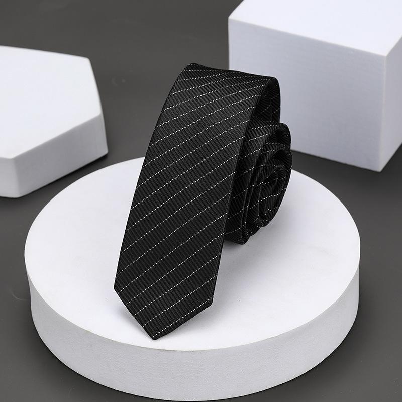 Version Coréenne Décontractée 5cm Hommes et Femmes Robe d'Affaires Marié Mariage Rayure Main Travail Étroit Paresseux Couleur Unie Cravate