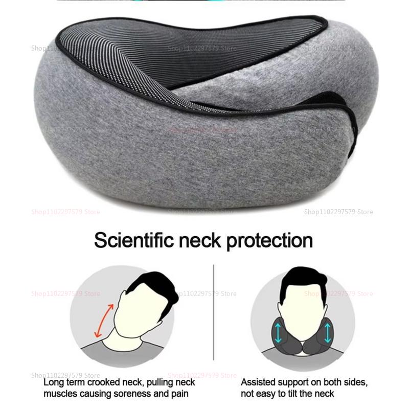 Travel Neck Pillow Memory Foam U-shaped Pillow Snail Style Travel Neck Support Portable Adjustable Soft Noon Break Sleep Pillows