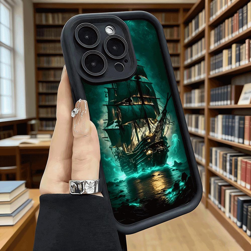 Ghost Ship in Bioluminescent Sea Anti-Slip TPU Phone Case For Xiaomi Redmi Note 15 14 13 12 11 10 9 Pro Full Protective Cover