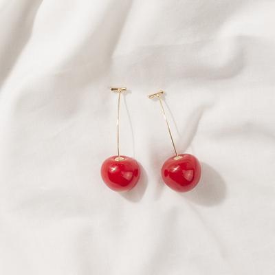 Red Cherry Girl Heart Cute Super Fairy Earrings Long Beautiful Gift Personality Women's Earrings