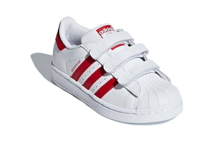 Adidas Originals SUPERSTAR CF Comfortable Abrasion Resistant Breathable Low top Skateboard Shoes White Red CG6622