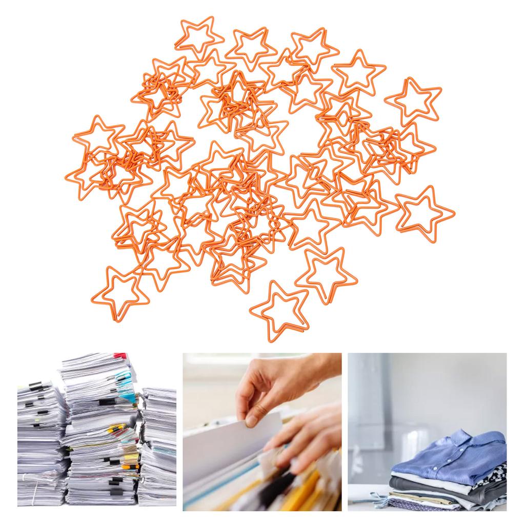50Pcs Fancy Paperclips 5 Pointed Star Style  Metal Widely Applicable Cute Paper Clips for Off